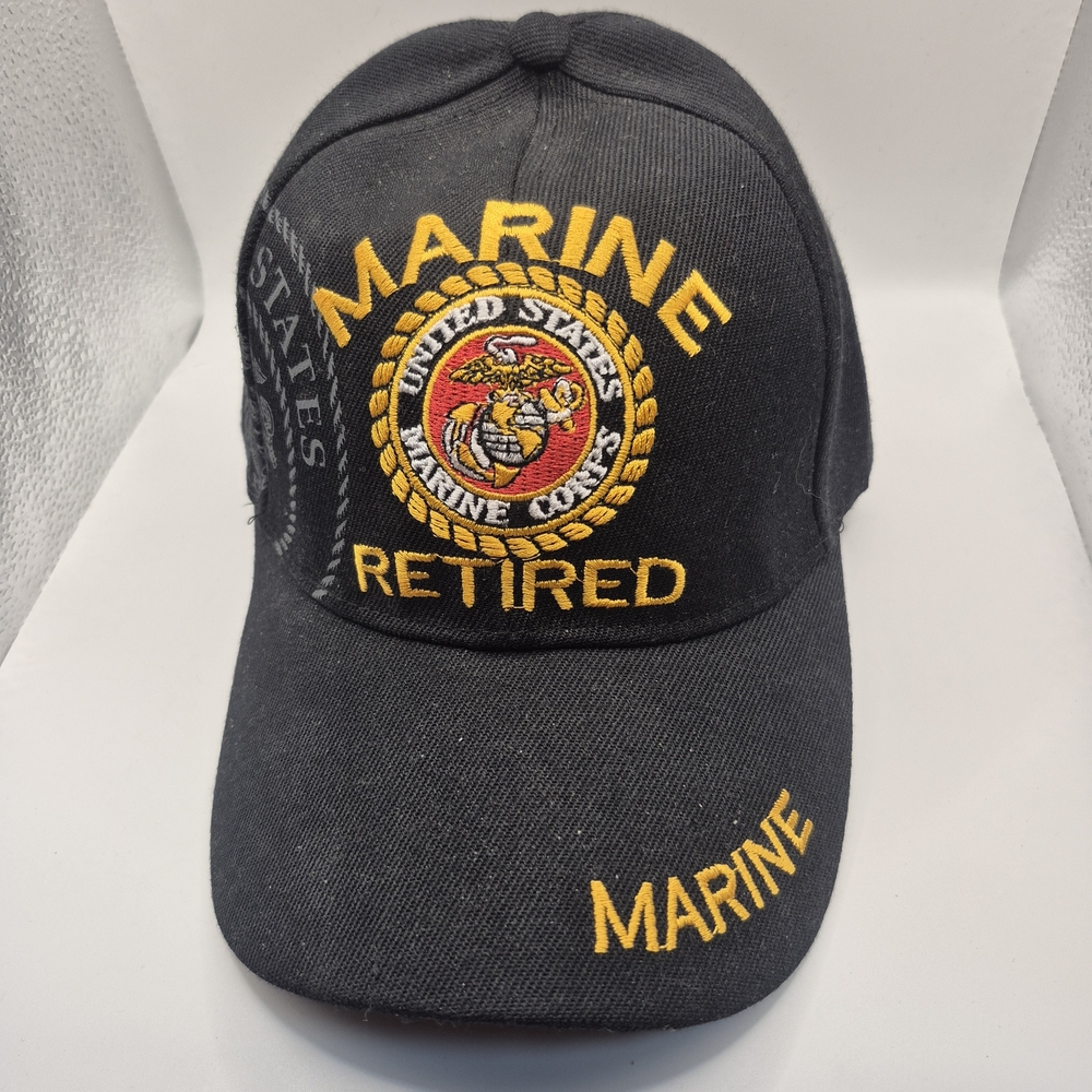 Marine Retired Black Cap with Yellow Embroidery‎
